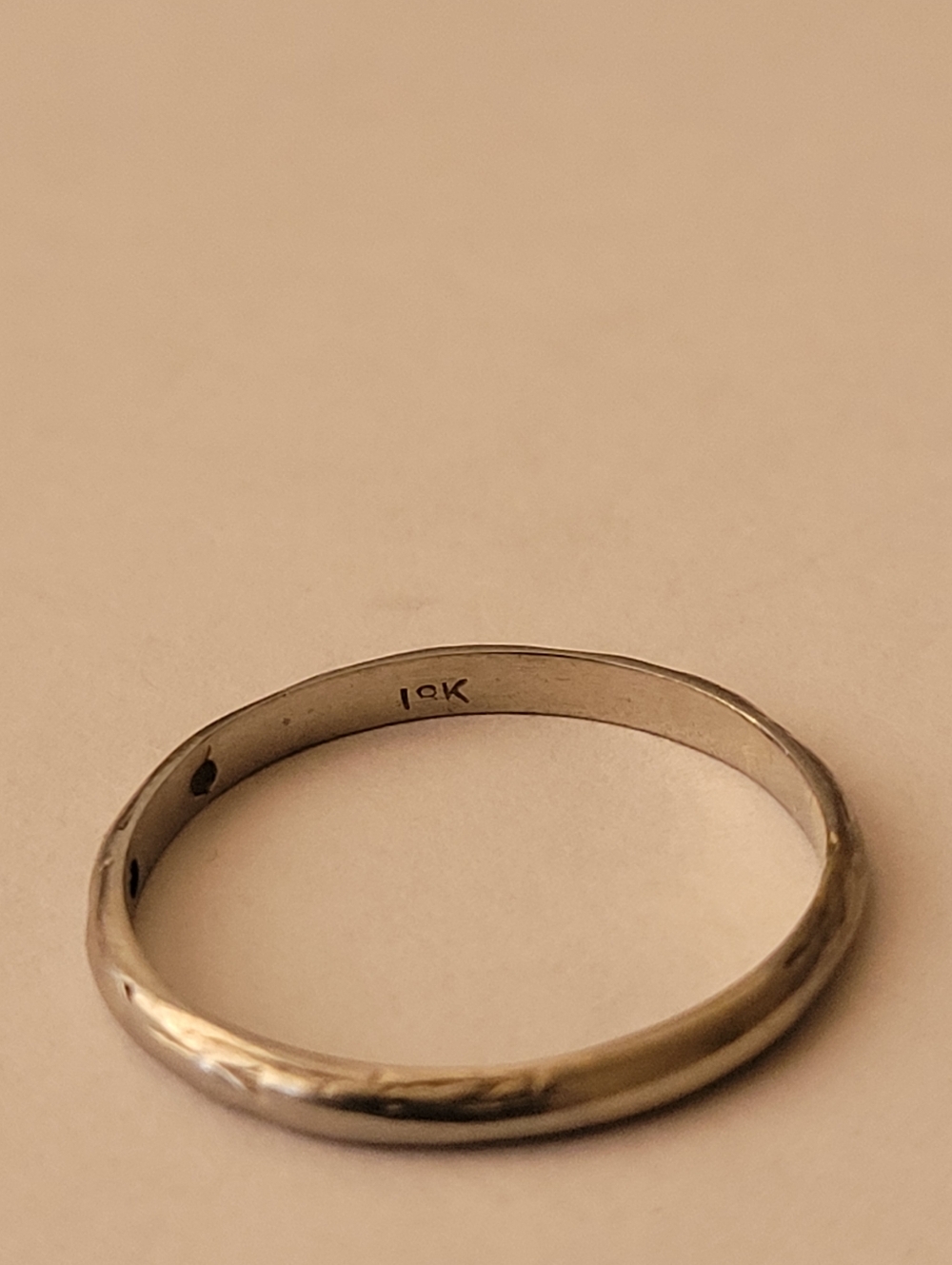 18k Solid Whit Gold Ring Band Antique Diamond - Picture 4 of 4